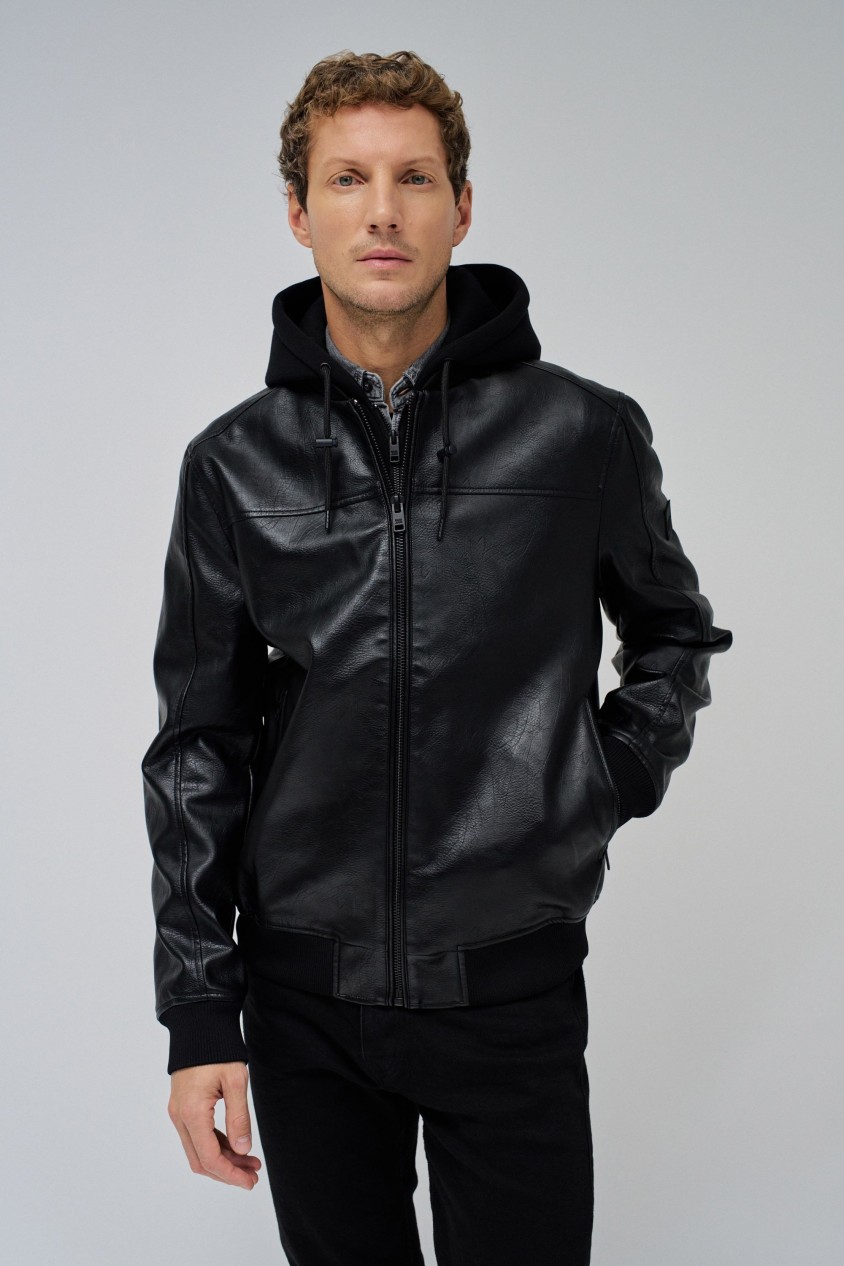 BOMBER JACKET LEATHER EFFECT