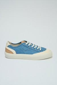 DENIM AND LEATHER TRAINERS