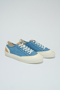 DENIM AND LEATHER TRAINERS