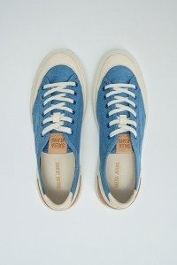 DENIM AND LEATHER TRAINERS