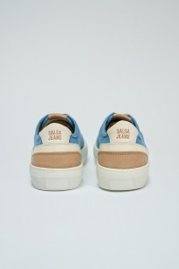 DENIM AND LEATHER TRAINERS