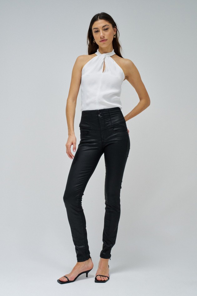 DIVA PUSH IN WITH COATING EFFECT JEANS