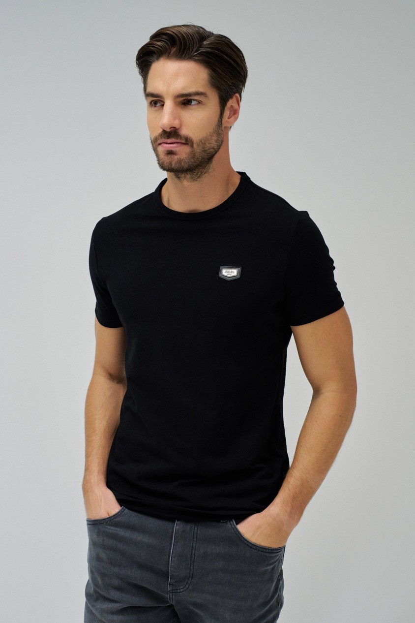 COTTON T-SHIRT WITH SALSA LOGO APPLIQU