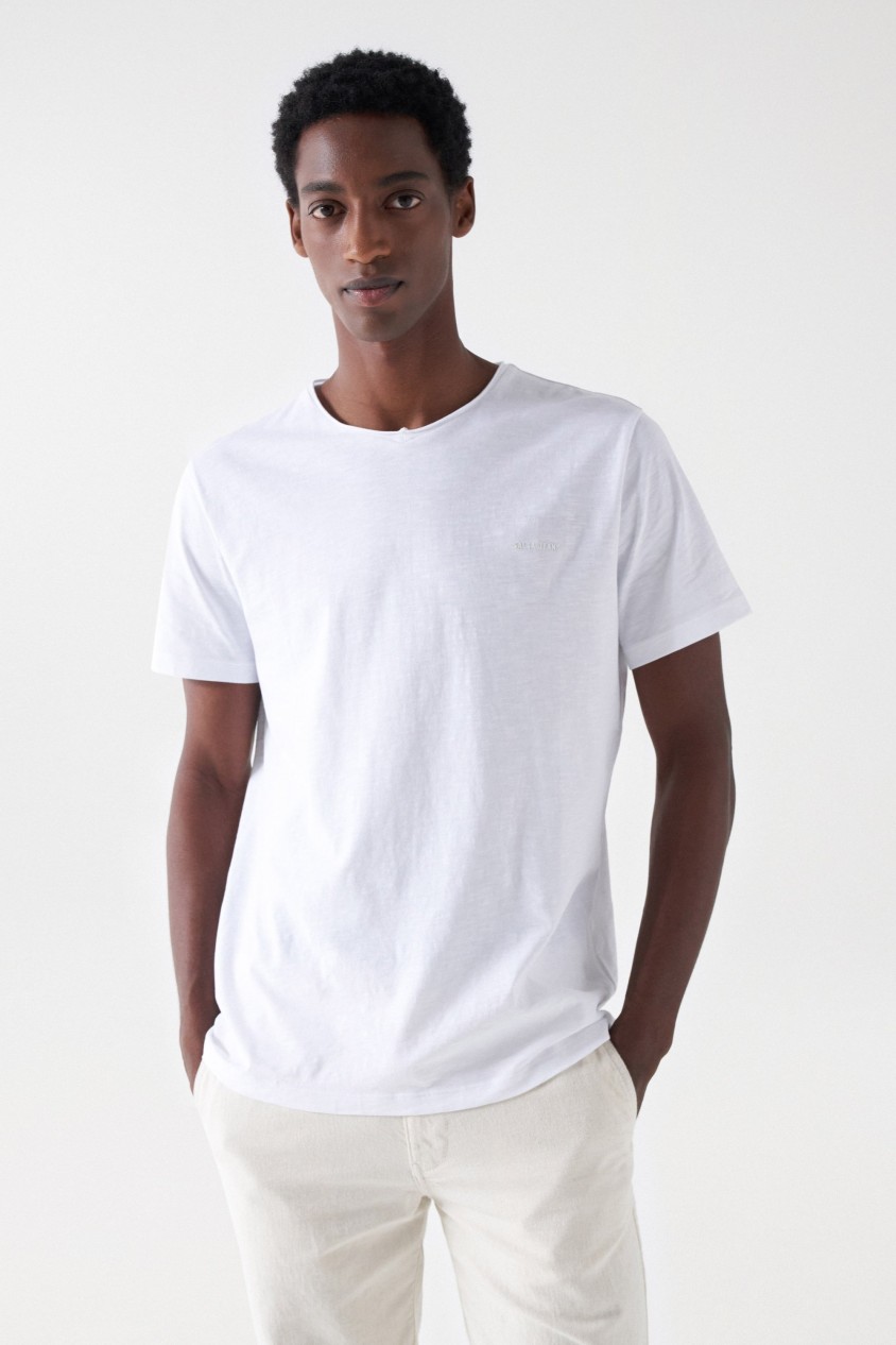 CAMISETA DE ALGOD?N TE?IDA Y MARCADA