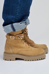 BOTTES CHUNKY EN CUIR AVEC LACETS