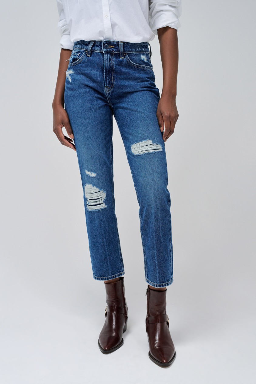 TRUE WITH RIPS JEANS