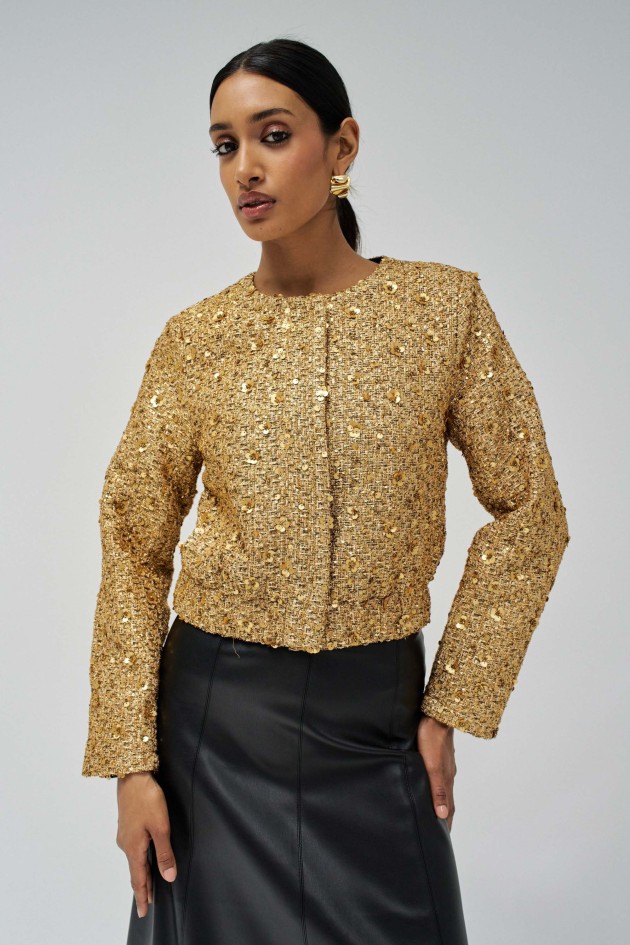 GOLDEN BOMBER JACKET WITH SEQUINS