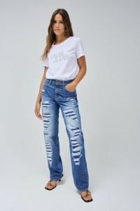 TRUE STRAIGHT WITH RIPS JEANS