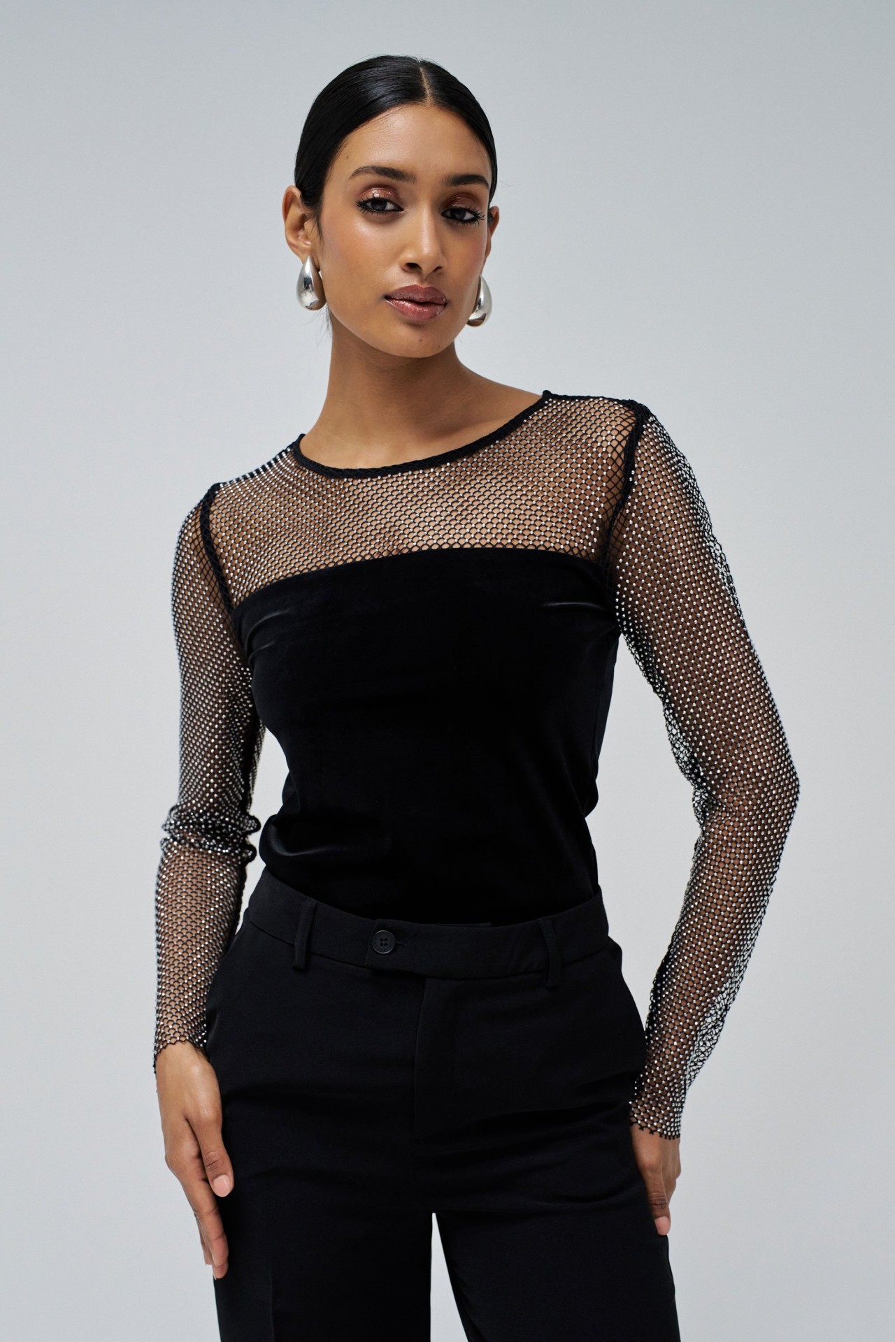 TULLE SWEATER WITH SHINE