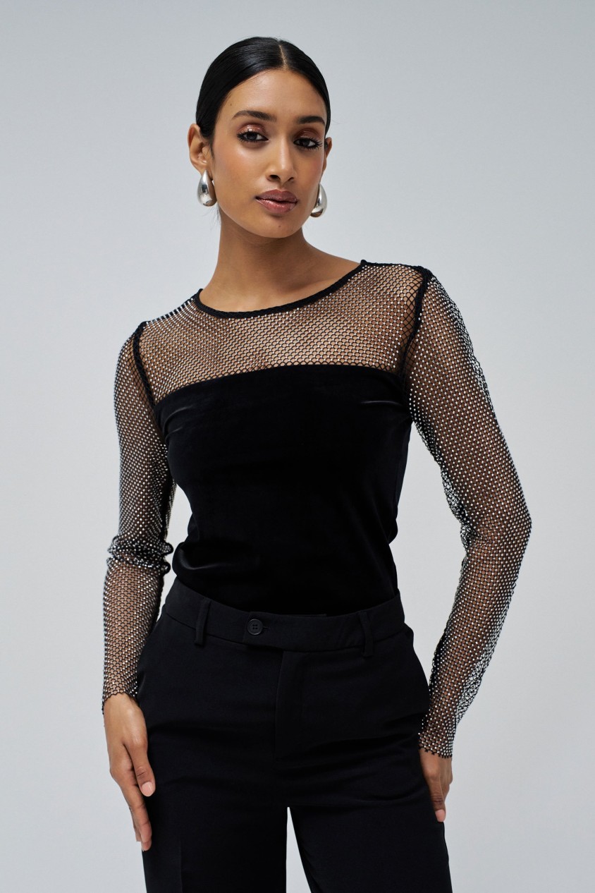 TULLE SWEATER WITH SHINE