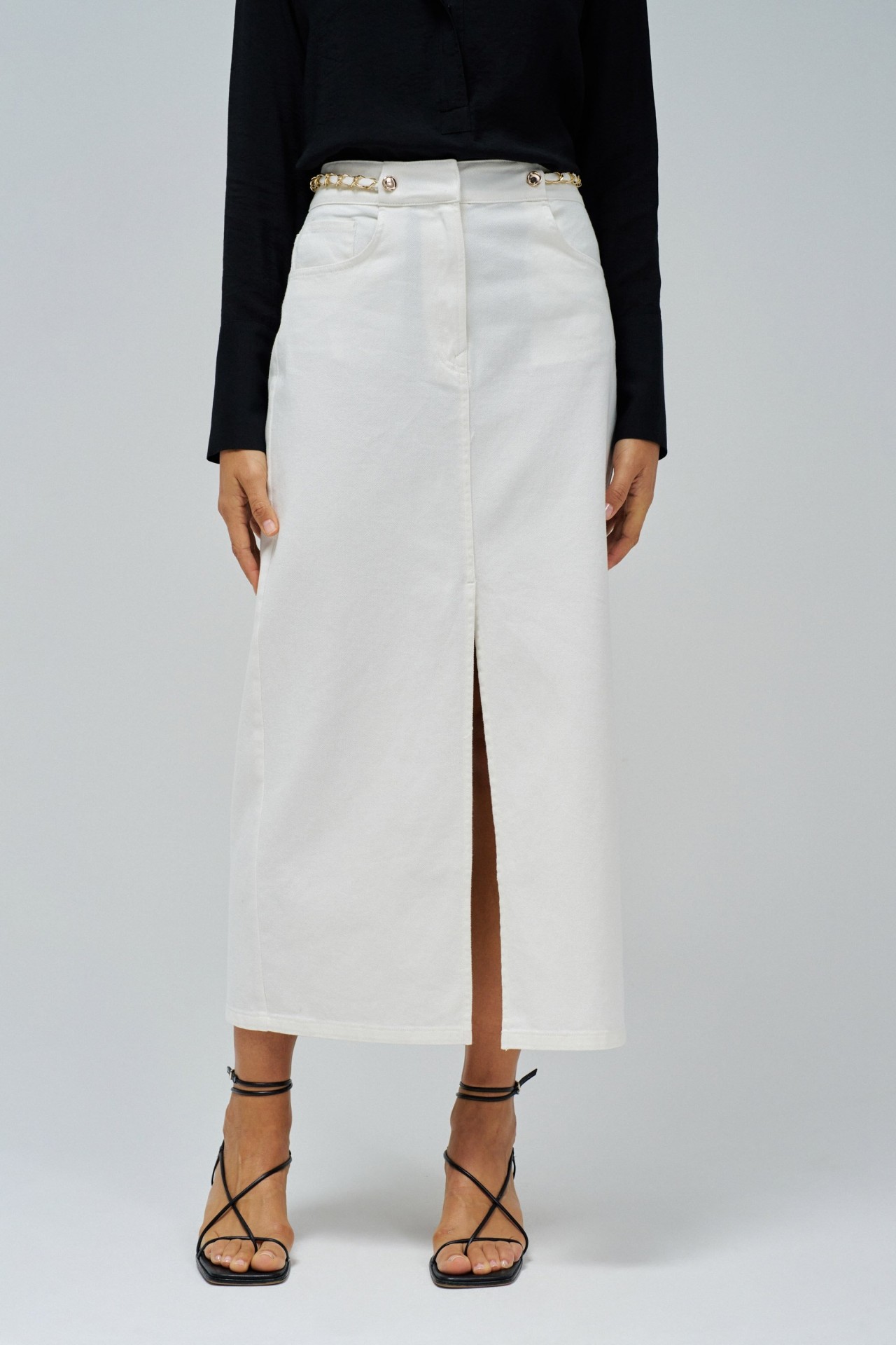 TRUE MIDI DENIM SKIRT