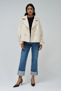 SUEDE-EFFECT WATERPROOF PARKA