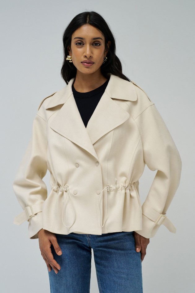 SUEDE-EFFECT WATERPROOF PARKA