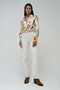 SATIN-FEEL SHIRT WITH FLORAL PRINT