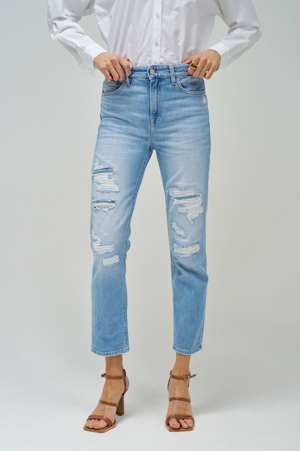 JEANS TRUE CROPPED SLIM COM ROTOS