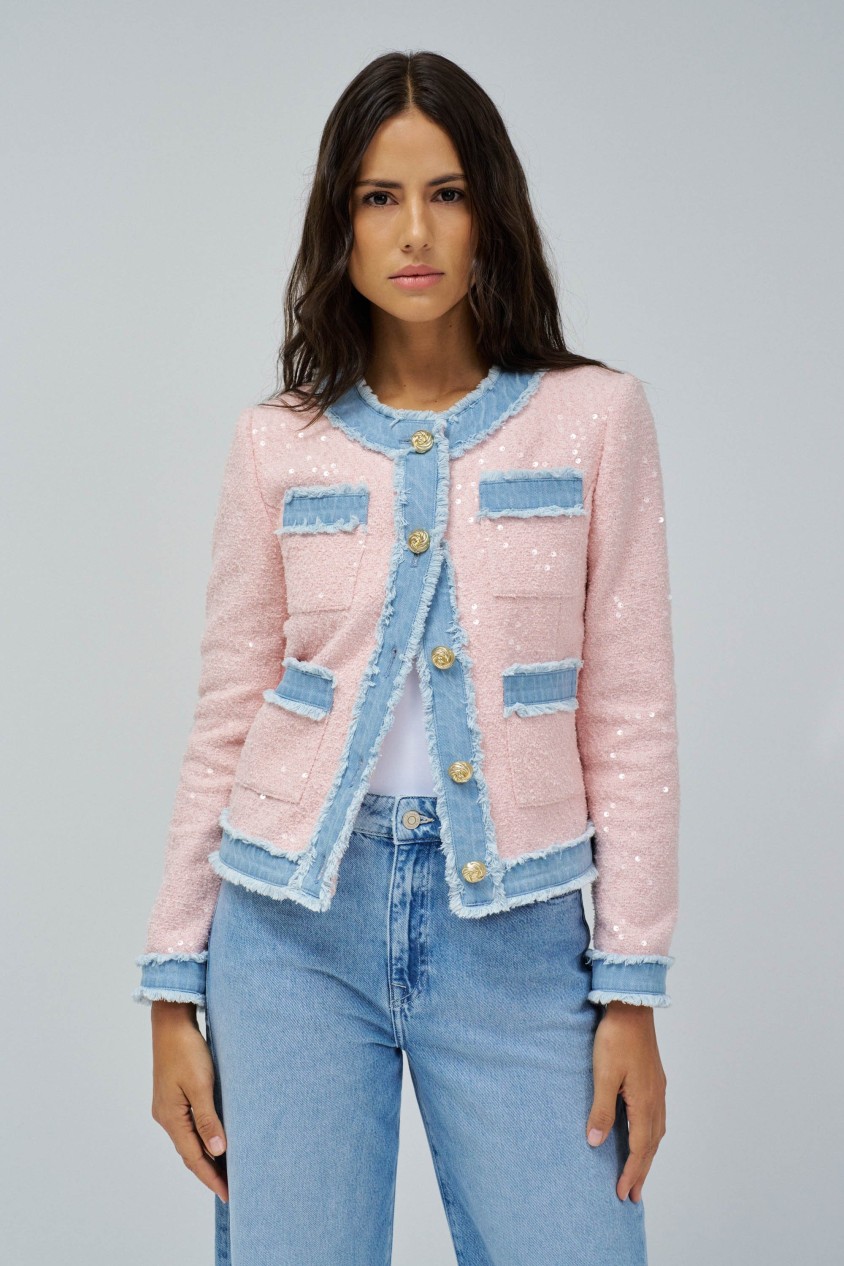 CASACO TWEED COM LANTEJOULAS