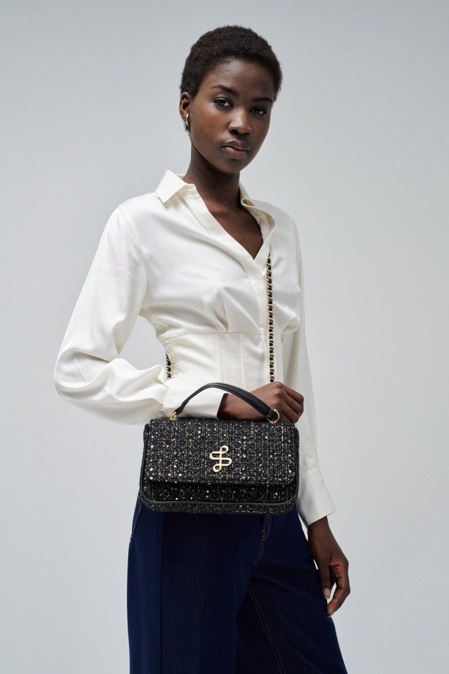 TWEED BAG WITH CHAIN