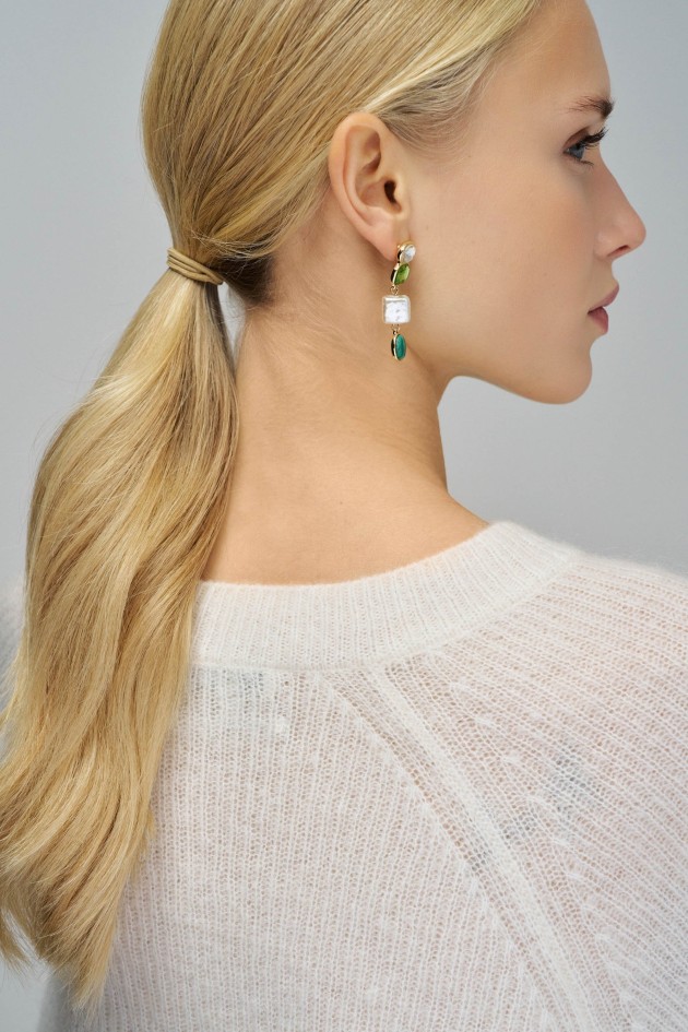 BRINCOS SUSPENSOS COM PEDRAS STRASS