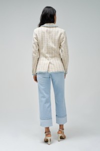 TWEED-BLAZER MIT DENIM-DETAILS
