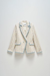 TWEED-BLAZER MIT DENIM-DETAILS
