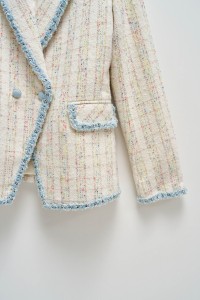 TWEED-BLAZER MIT DENIM-DETAILS