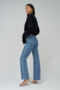 JEANS TRUE STRAIGHT MIT STRASS