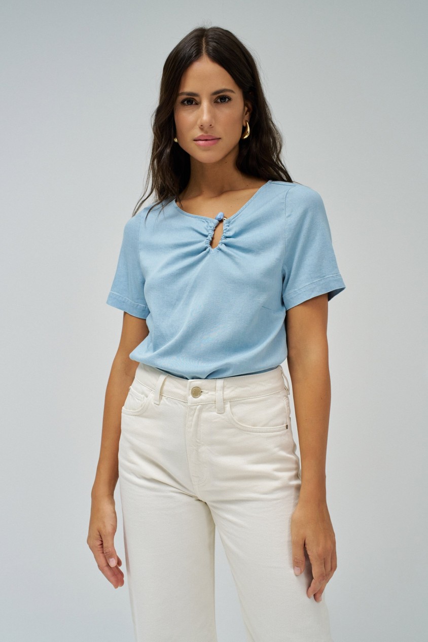 BLUSA EM LIGHTDENIM