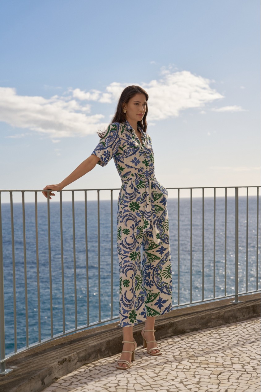 FLORAL SHIRT JUMPSUIT