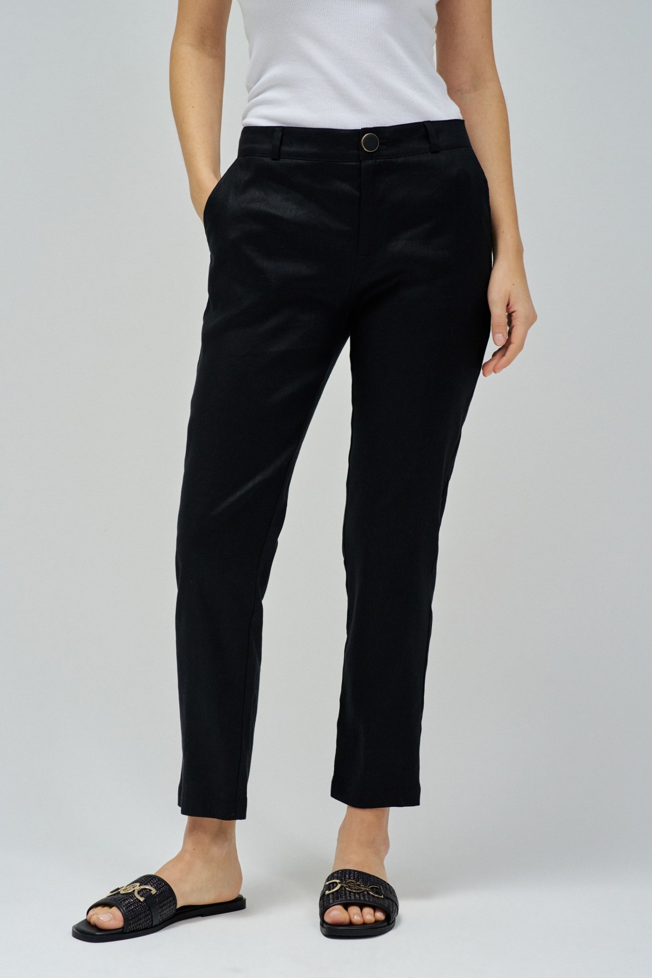 LINEN CHINO TROUSERS