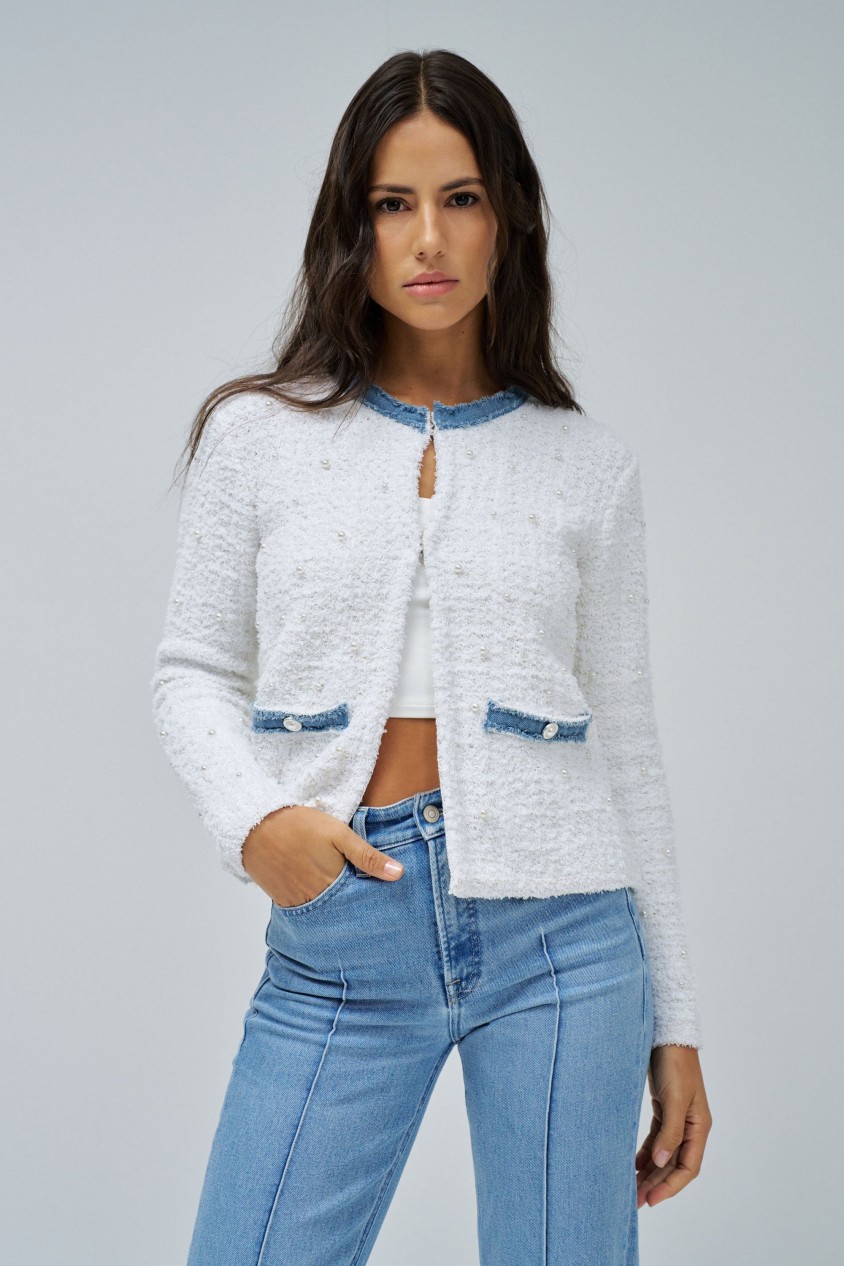 CARDIGAN WITH PEARLS AND GLITTER