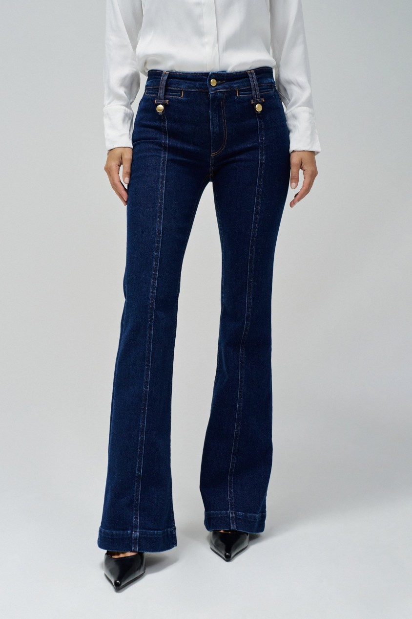 DESTINY PUSH UP FLARE JEANS WITH GOLD BUTTONS