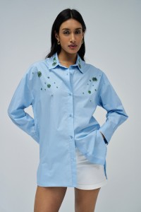 CHEMISE EN POPELINE AVEC STRASS