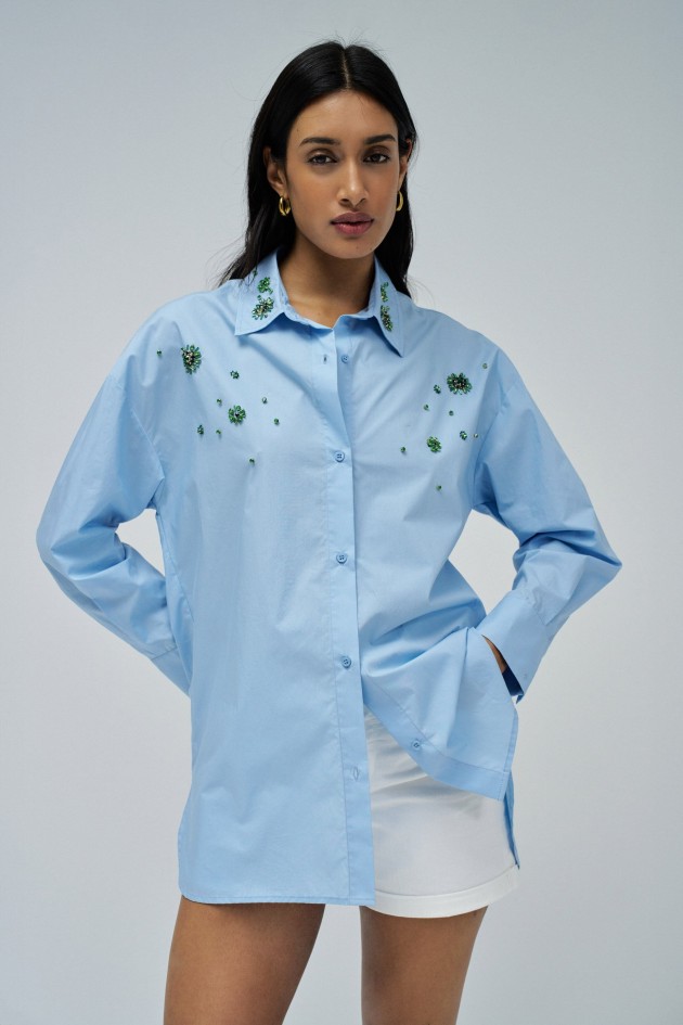 POPLIN SHIRT WITH SPARKLES