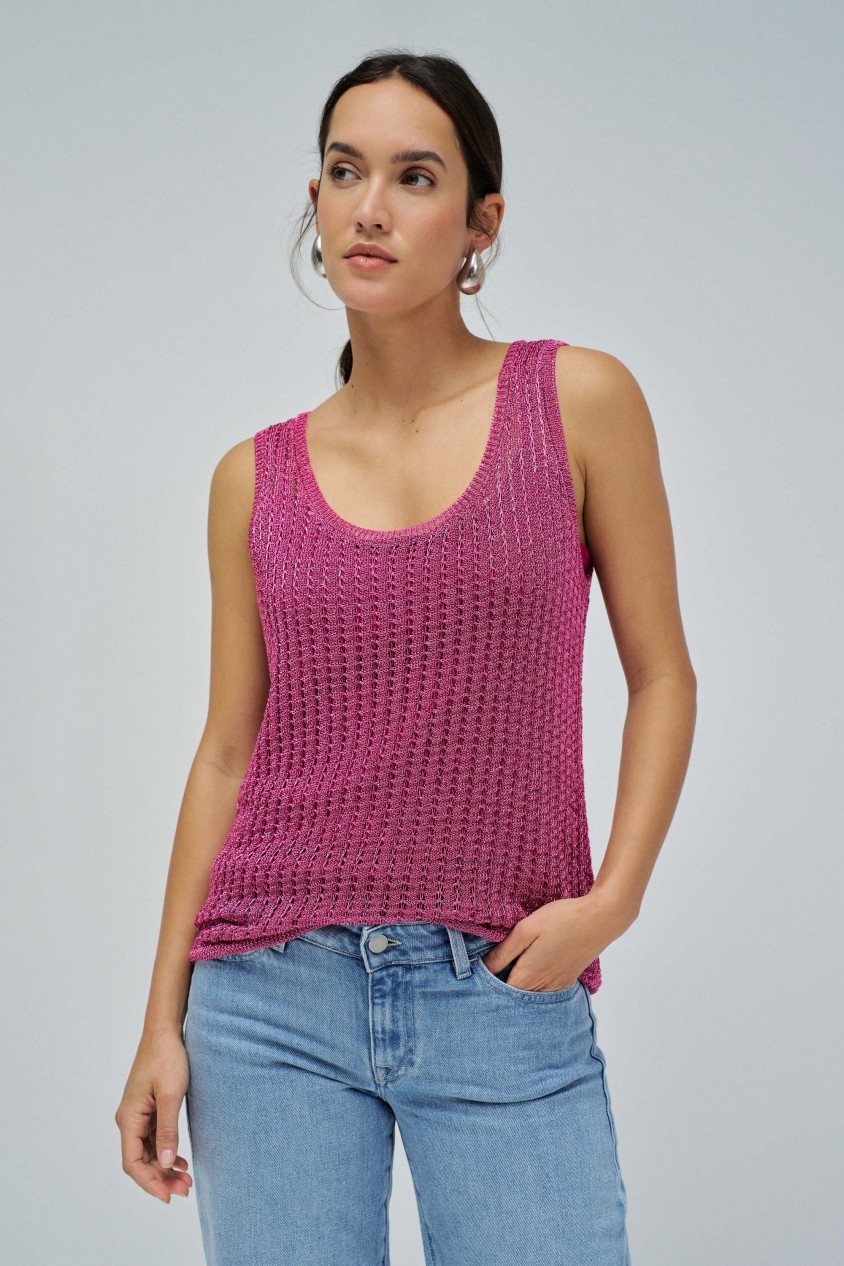TOP IN SHINY MESH