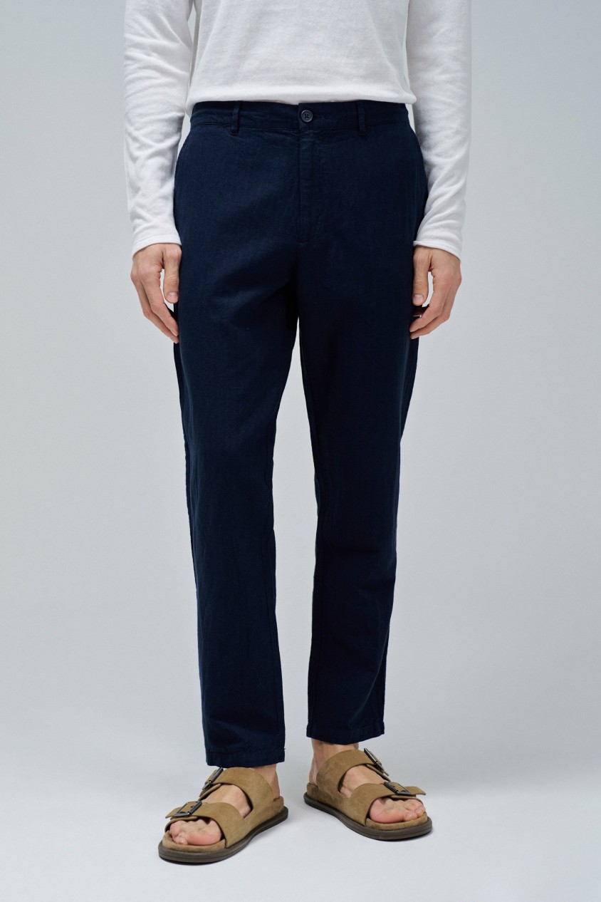 CHINO TROUSERS WITH LINEN BLEND