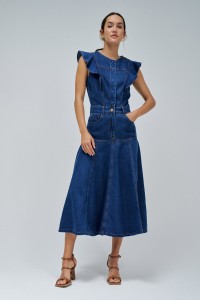 VESTIDO MIDI EM LIGHTDENIM