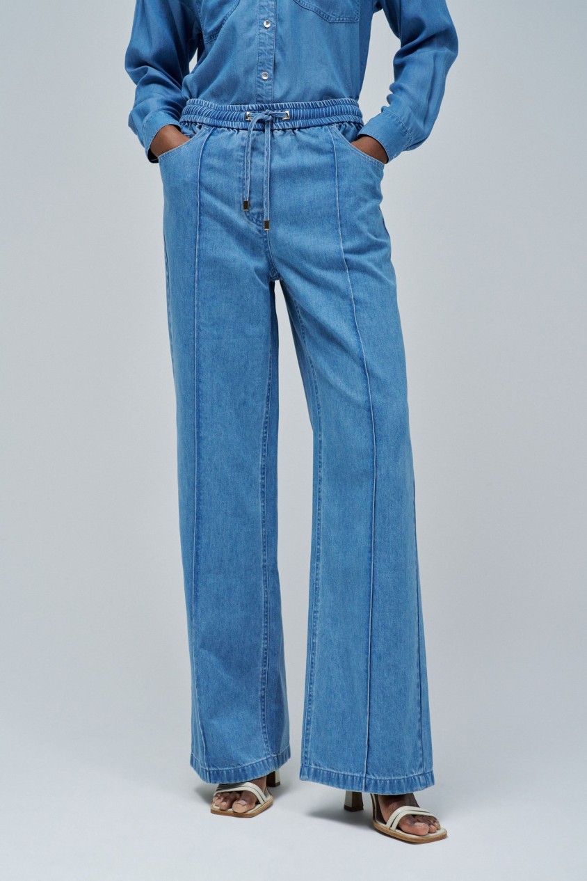 LIGHTDENIM JOGGERS TROUSERS WITH WIDE LEG