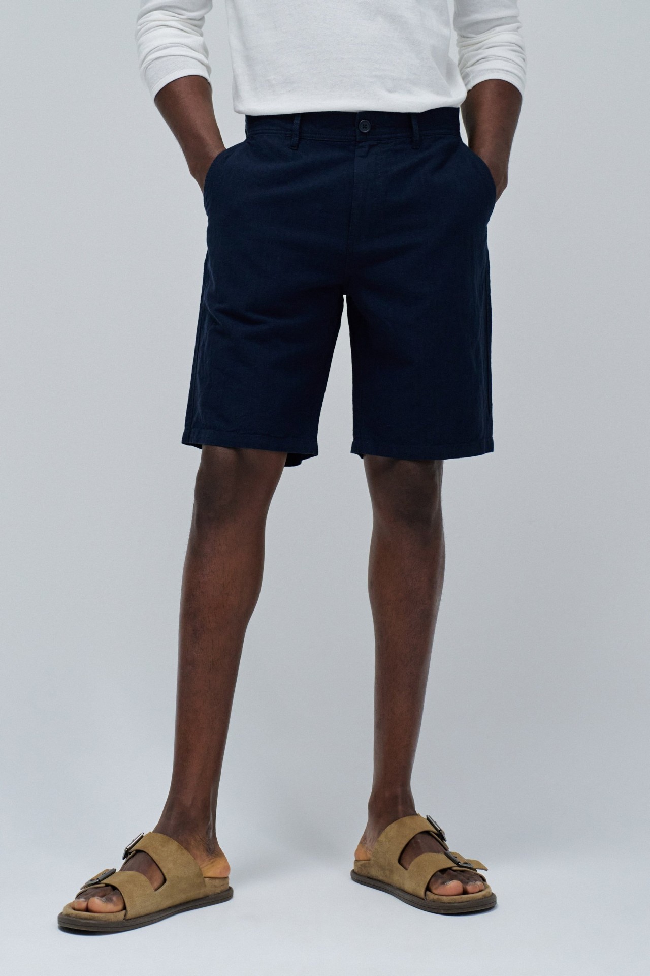 SHORTS EN MLANGE DE LIN