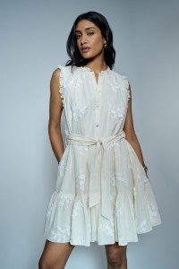 SHIRT DRESS WITH FLORAL EMBROIDERY