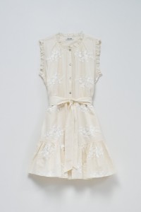 SHIRT DRESS WITH FLORAL EMBROIDERY