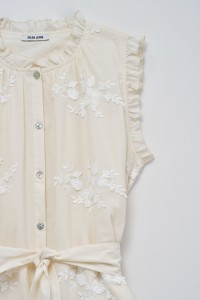 SHIRT DRESS WITH FLORAL EMBROIDERY