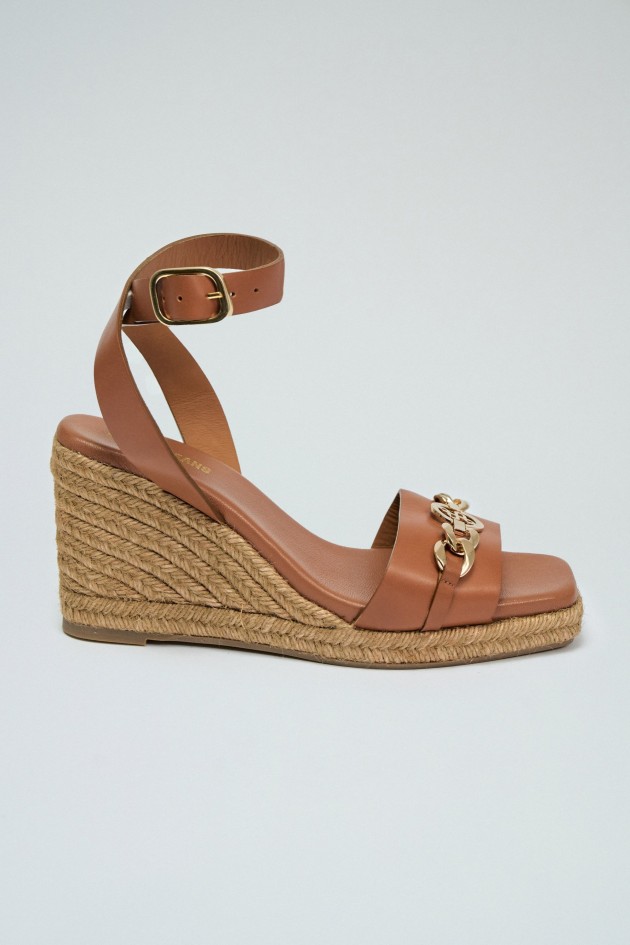 LEATHER SANDALS WITH WEDGE HEEL