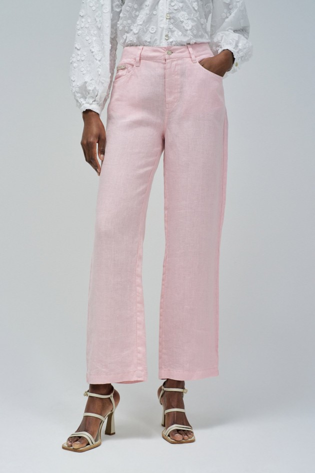 LINEN STRAIGHT TROUSERS