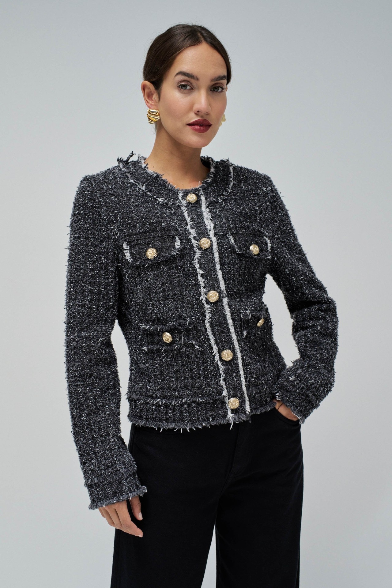 TWEED EFFECT DENIM JACKET