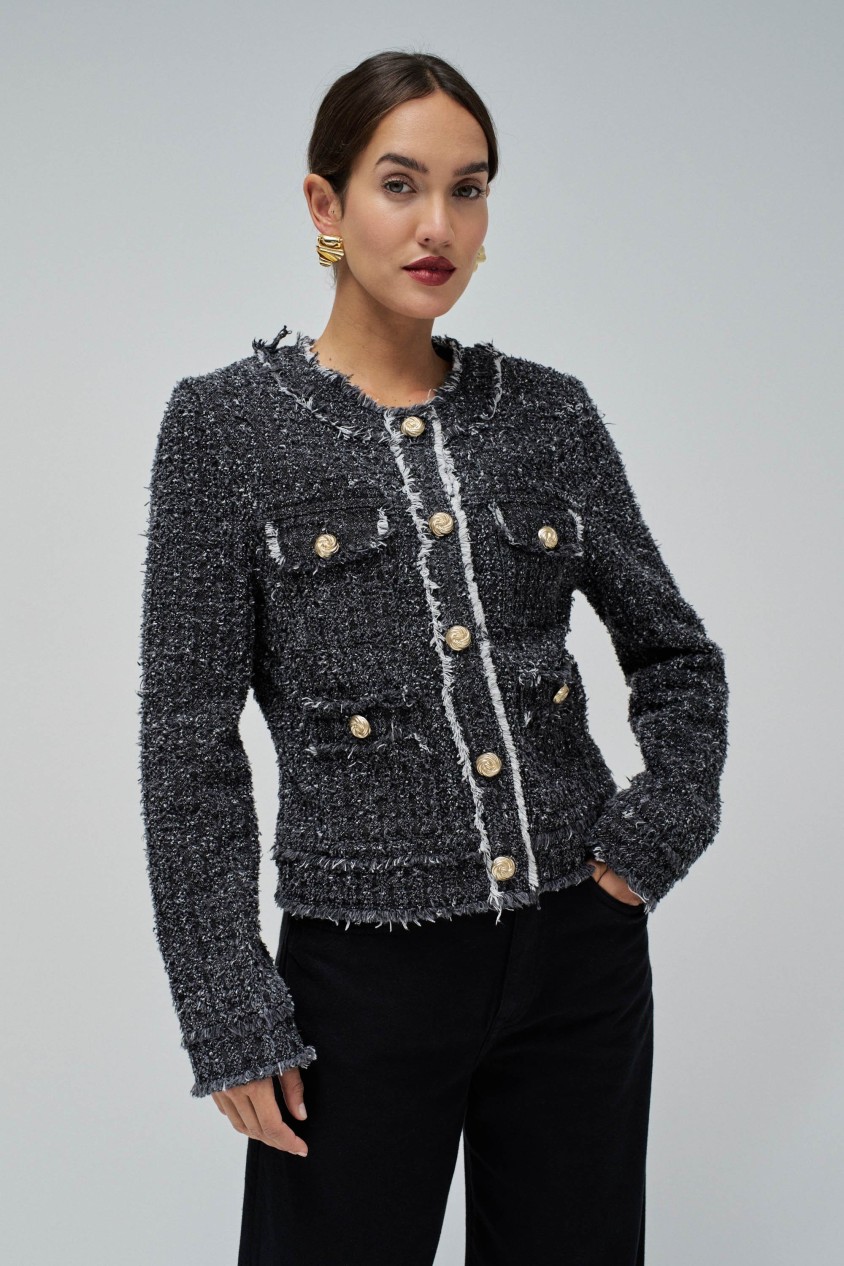TWEED EFFECT DENIM JACKET