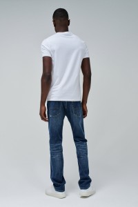 BAUMWOLL-T-SHIRT MIT APPLIKATION UND MARKENAUFDRUCK
