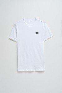 BAUMWOLL-T-SHIRT MIT APPLIKATION UND MARKENAUFDRUCK