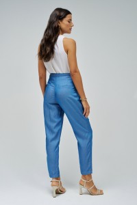 CROPPED SLIM BAGGY TROUSERS IN LIGHTDENIM