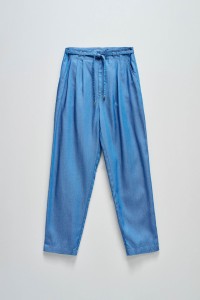 CROPPED SLIM BAGGY TROUSERS IN LIGHTDENIM