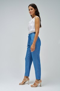 CROPPED SLIM BAGGY TROUSERS IN LIGHTDENIM